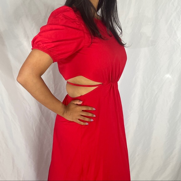 Zara Red Poplin midi dress - Picture 5 of 5